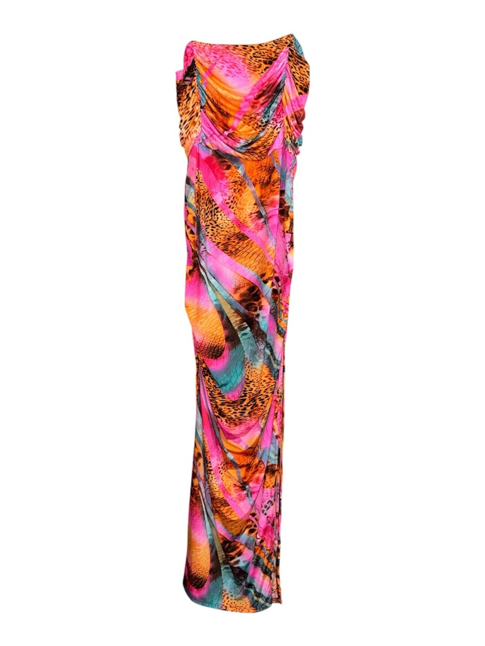 Vibrant Multicolor Animal Print Maxi Dress